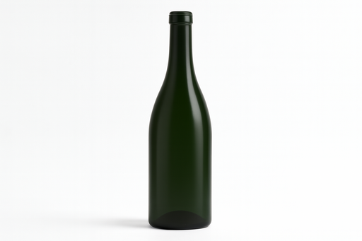 Champagne green 750ml hock wine bottles with screwcap finish on white background