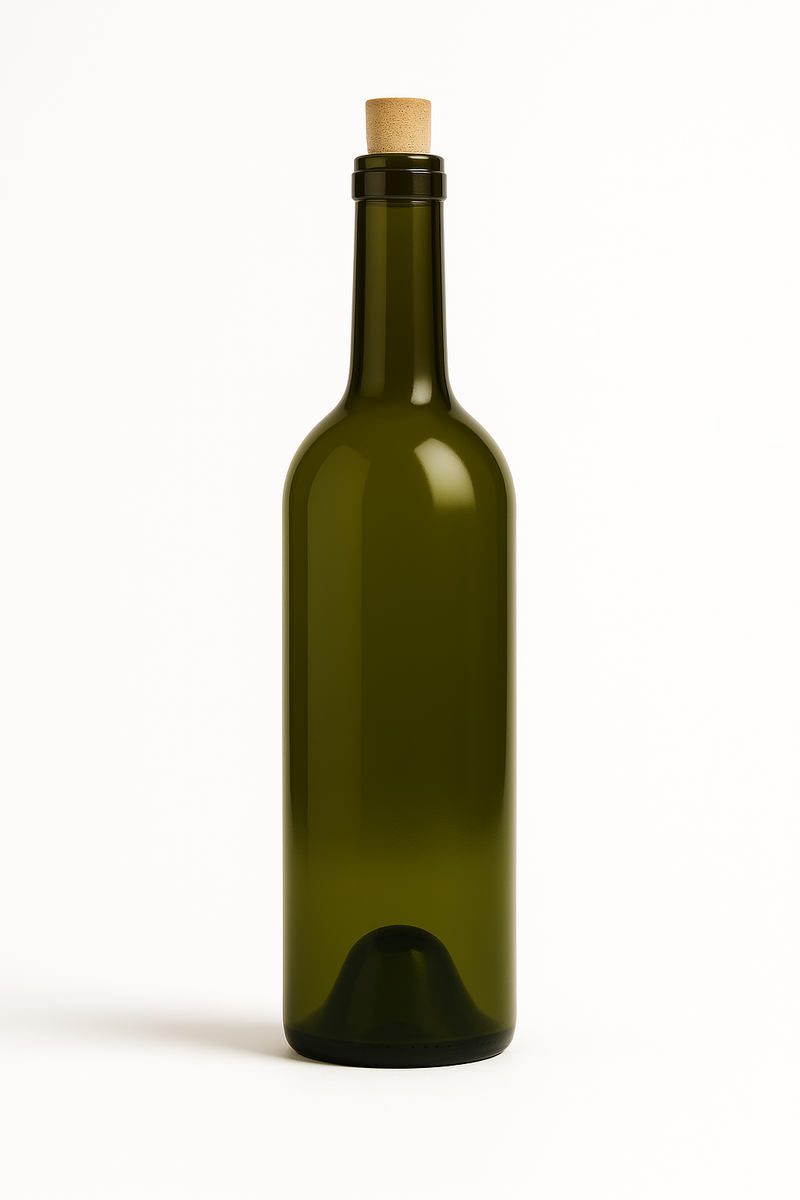 Bordeaux Wine Bottle - 750ml Antique Green with Cork (Pallet of 90 Cases)