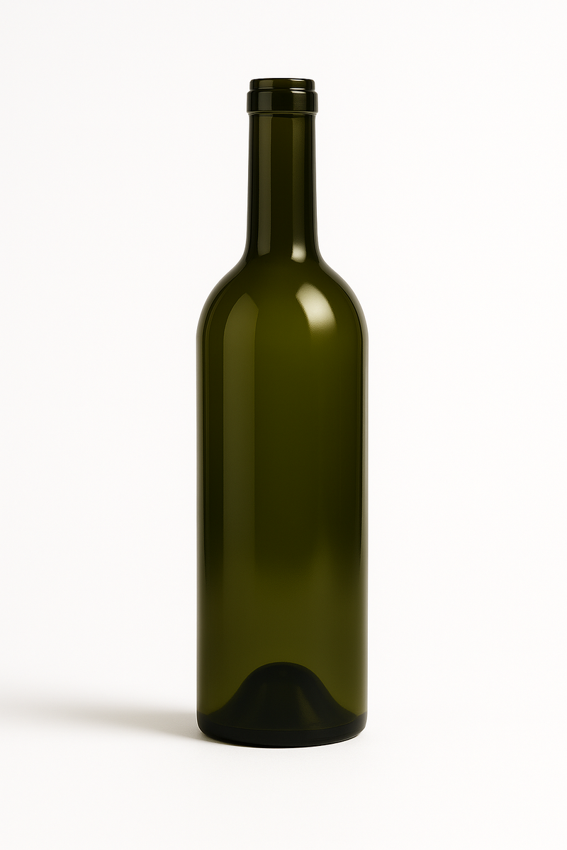 Bordeaux Wine Bottle - W0227 - 750ml Full Punt, Antique Green, Cork Finish (Pallet of 112 Cases)