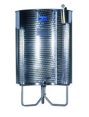 stainless steel Marchisio variable capacity wine tank with floating lid and bottom valve for professional winemaking