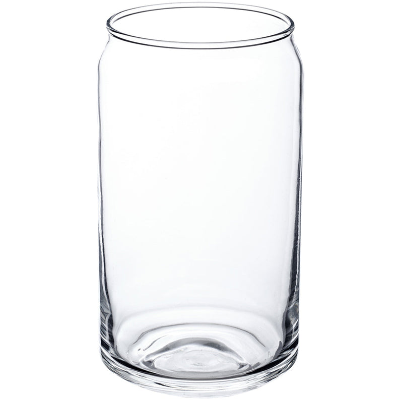 16oz clear beer can glass pint by Arc, dishwasher safe and lead-free