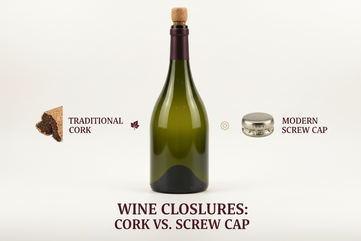 Comparison of natural cork, screw cap, and synthetic cork closures for commercial wine bottling