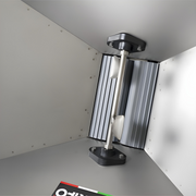 Interior view of Grifo Large Hand Powered Grape Crusher with stainless steel hopper and crushing mechanism for wine making