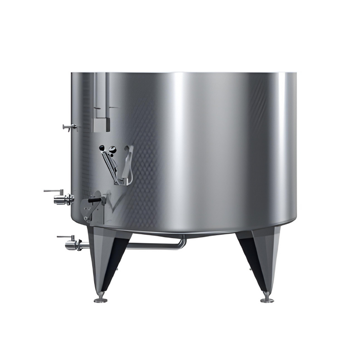 Marchisio Variable Capacity Tanks, Pneumatic Floater, Conical Bottom, Model SPACTR, Welded Legs, Stainless Steel (AISI 304), Cooling Jacket, Round Manway Model SPACTR1000TRINSI-MAN (1,000liter), Ø 1,000 mm