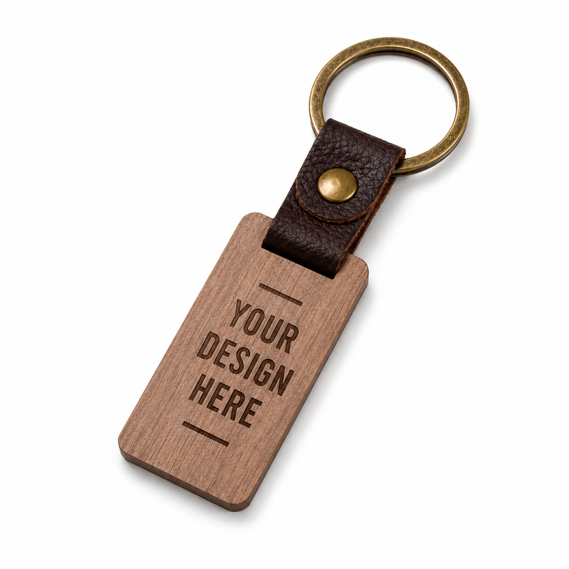 Wood & Leather Keychain