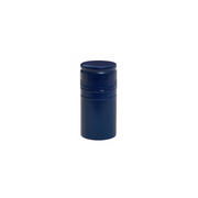 Blue aluminum wine bottle screw caps with ribbed grip and smooth top, sized 60mm x 30mm for secure sealing.