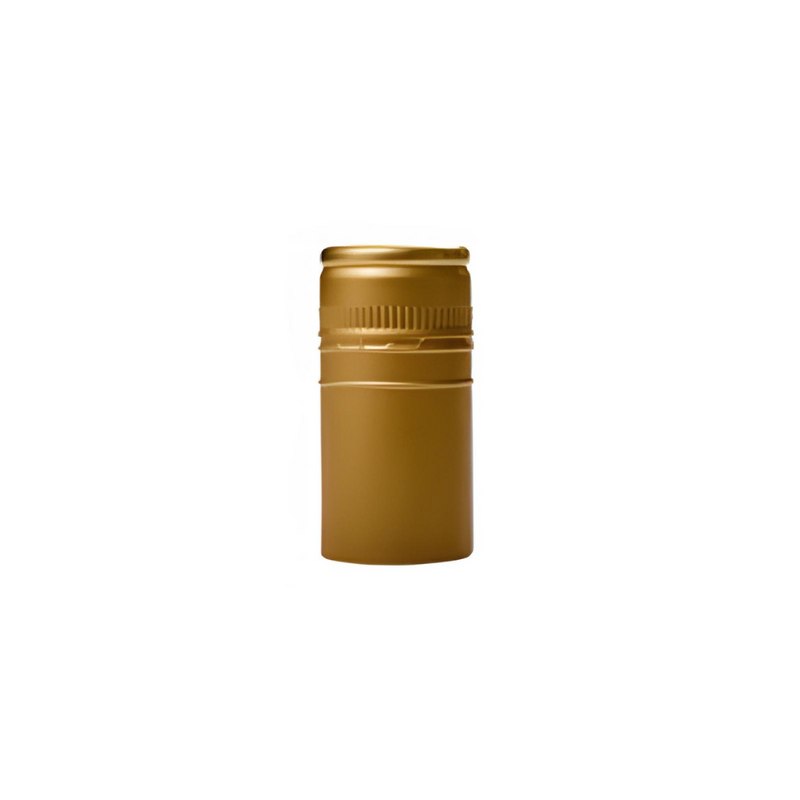 Gold aluminum wine bottle screw caps with Saranex liner for secure sealing and modern appearance.