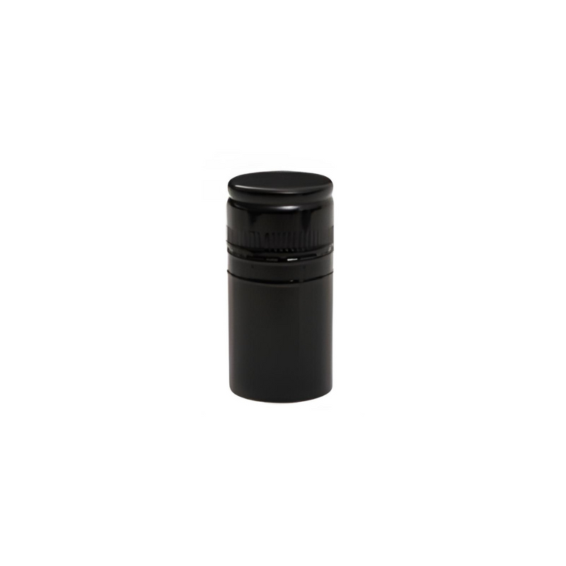 Black aluminum wine bottle screw caps with 60mm x 30mm dimensions for secure sealing and easy opening