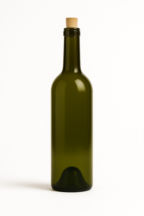 Bordeaux Wine Bottle - 750ml Antique Green with Cork (Pallet of 90 Cases)