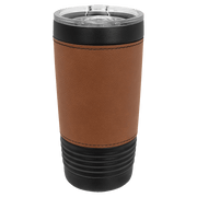 20oz Black Tumbler with Rawhide Leatherette