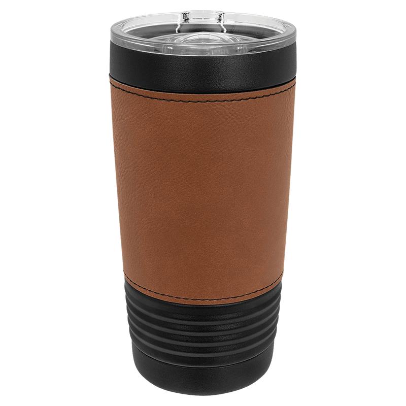 20oz Black Tumbler with Rawhide Leatherette