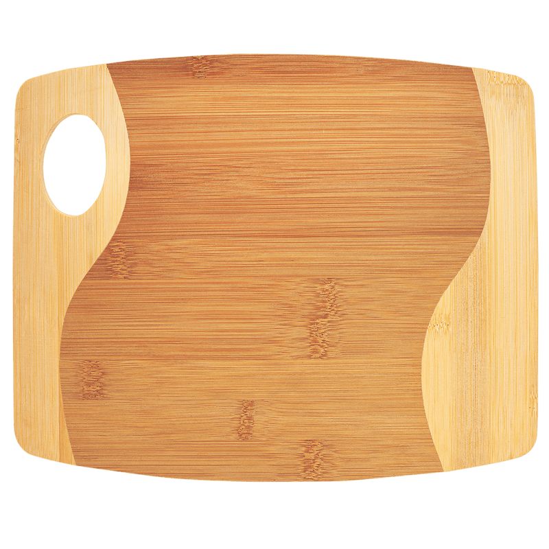 Two-Toned Bamboo Cutting Board w/ Handle