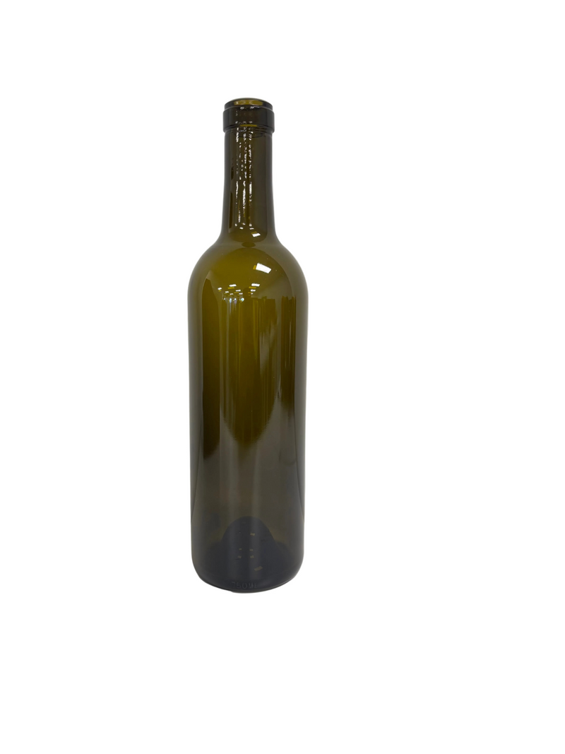 750ml Bordeaux Wine Bottle, W0227, Antique Green, Cork (Case of 12)
