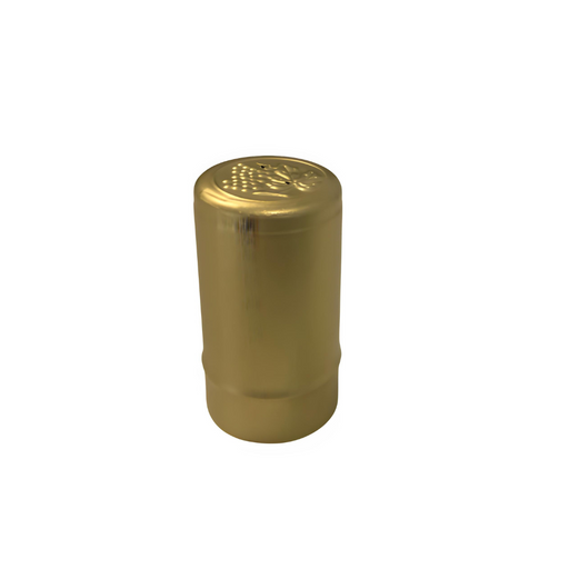 Gold heat shrink capsules for bottles, 55mm x 28.75mm, durable Poly-Laminate design