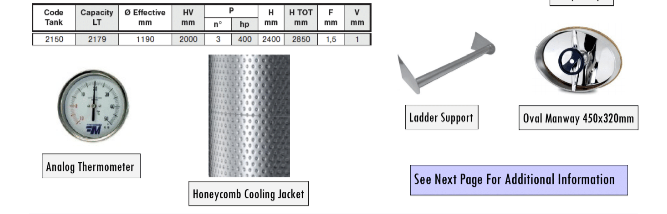 Marchisio Variable Capacity Tank, Conical Bottom, Model SPACTR2150, Welded Legs, Cooling Jacket, And Oval Manway