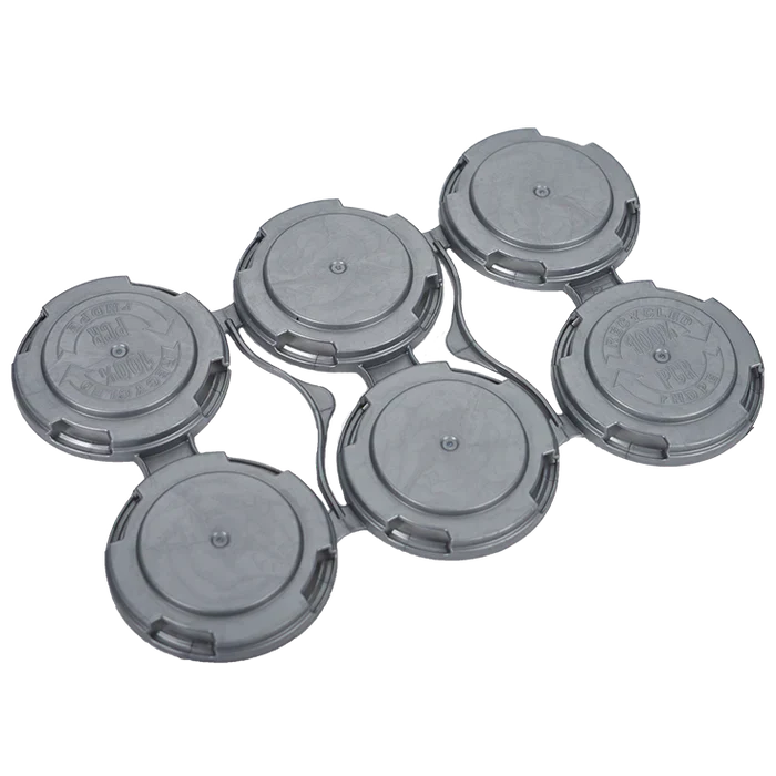 PakTech gray plastic 6-pack beer can carrier for secure beverage transport
