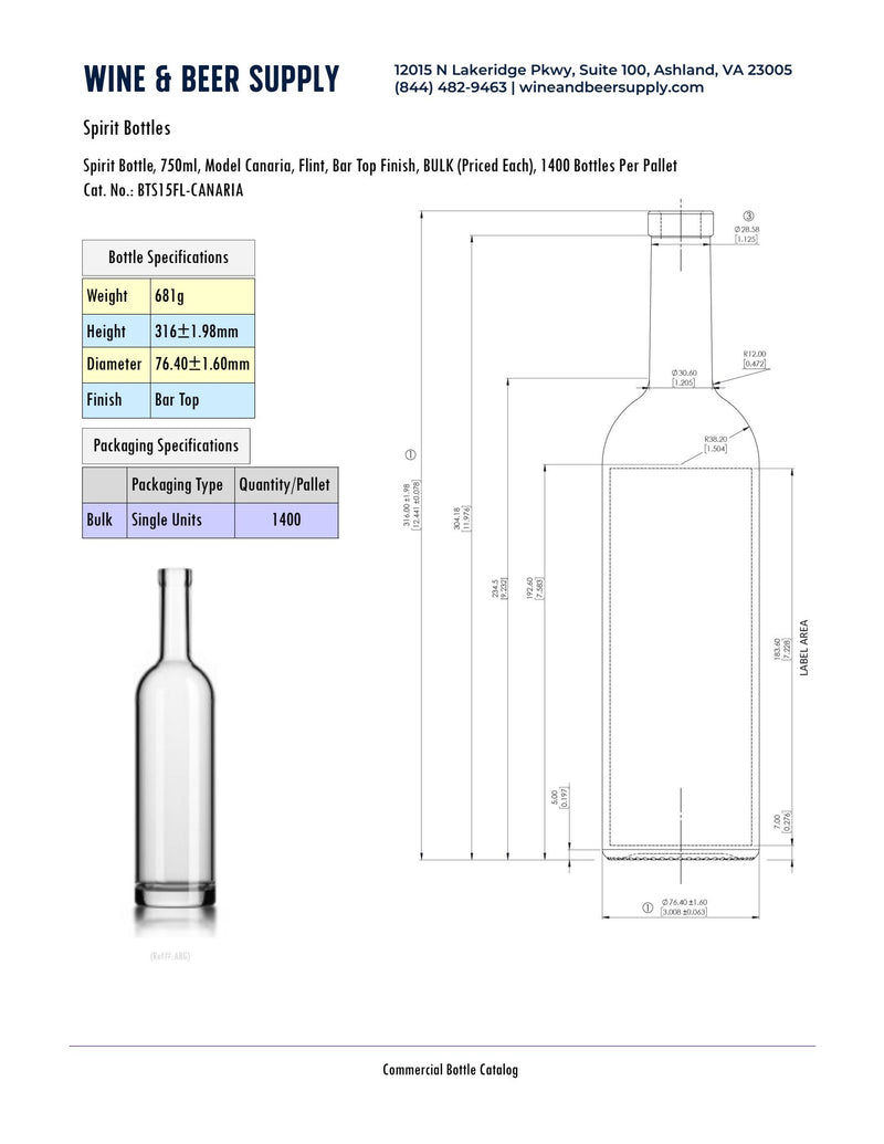 750ml Canaria Spirit With No Punt