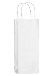 Two bottle wine bag with handles made from 100% recycled paper, matte finish, available in white or kraft colors.