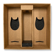 Kraft wine gift box with foam inserts designed to hold two wine glasses and one 750ml wine bottle