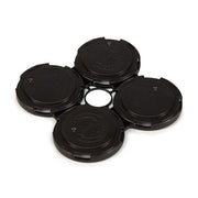 Black PakTech eco-friendly plastic carrier for securing four beverage cans