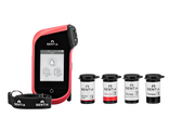Sentia wine analyzer handheld device with touchscreen and test strip vials for free sulfur dioxide, malic acid, glucose, and fructose analysis